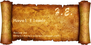 Havel Elemér névjegykártya